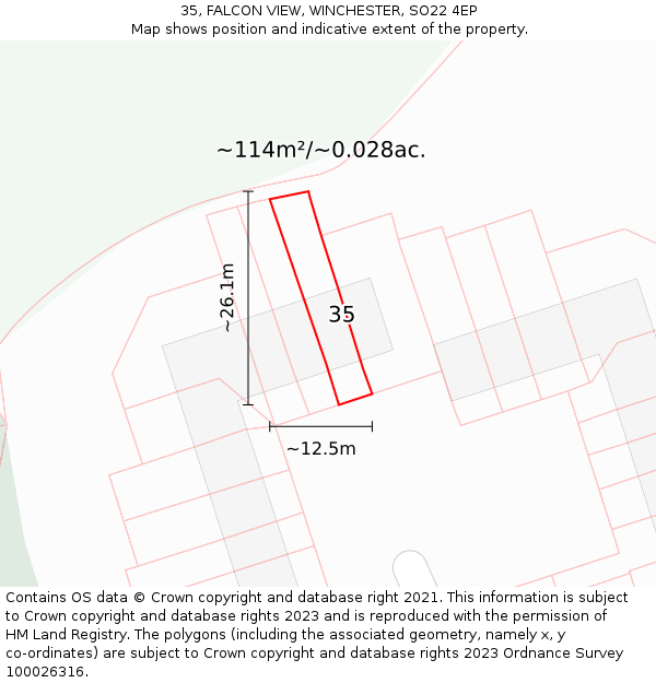 35, FALCON VIEW, WINCHESTER, SO22 4EP: Plot and title map