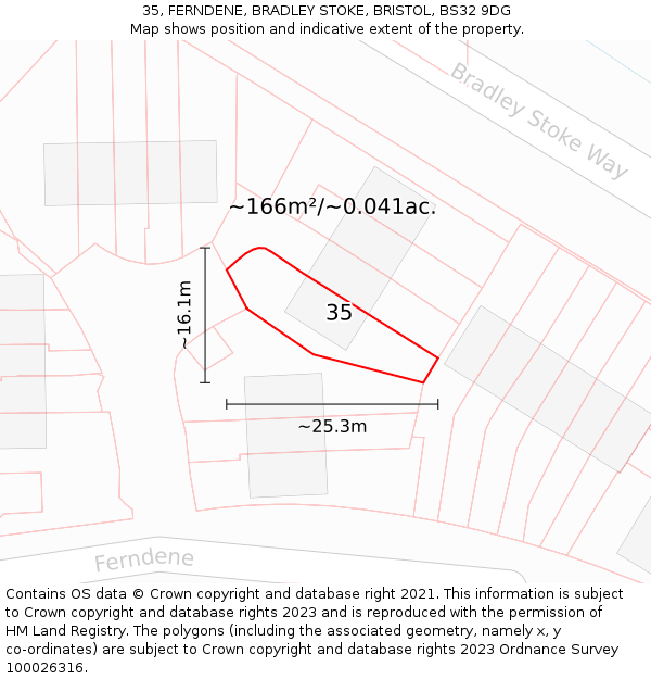 35, FERNDENE, BRADLEY STOKE, BRISTOL, BS32 9DG: Plot and title map
