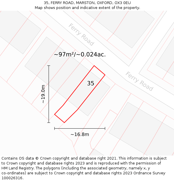 35, FERRY ROAD, MARSTON, OXFORD, OX3 0EU: Plot and title map