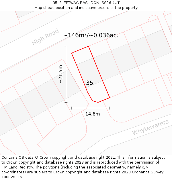 35, FLEETWAY, BASILDON, SS16 4UT: Plot and title map