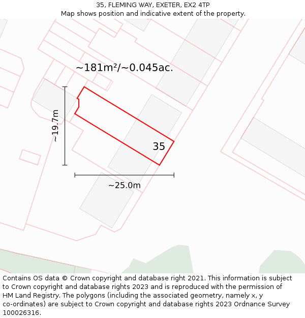35, FLEMING WAY, EXETER, EX2 4TP: Plot and title map