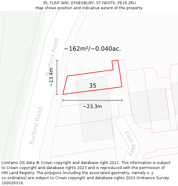 35, FLINT WAY, EYNESBURY, ST NEOTS, PE19 2RU: Plot and title map
