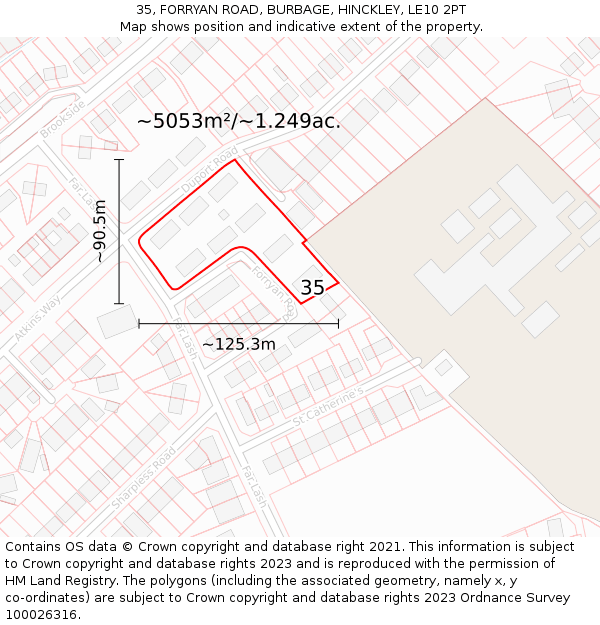 35, FORRYAN ROAD, BURBAGE, HINCKLEY, LE10 2PT: Plot and title map