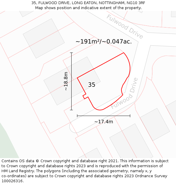 35, FULWOOD DRIVE, LONG EATON, NOTTINGHAM, NG10 3RF: Plot and title map