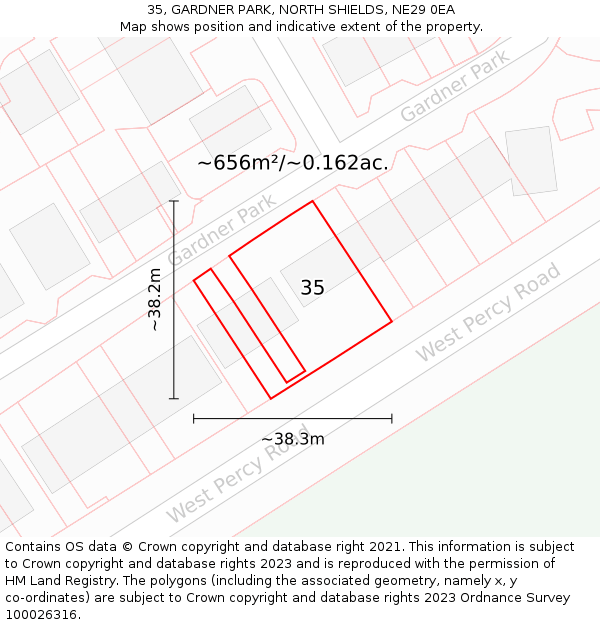 35, GARDNER PARK, NORTH SHIELDS, NE29 0EA: Plot and title map