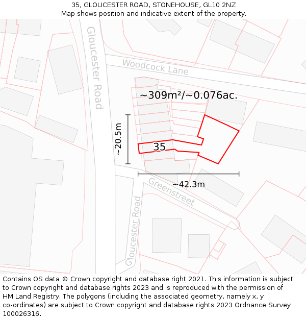 35, GLOUCESTER ROAD, STONEHOUSE, GL10 2NZ: Plot and title map