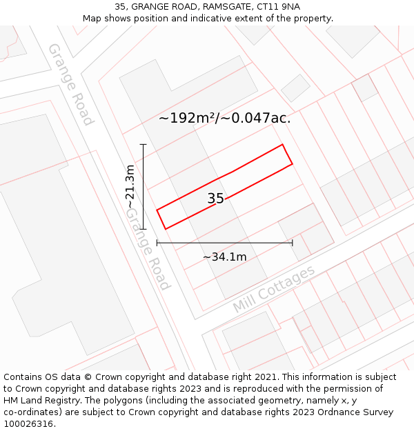 35, GRANGE ROAD, RAMSGATE, CT11 9NA: Plot and title map