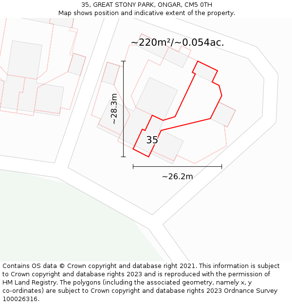 35, GREAT STONY PARK, ONGAR, CM5 0TH: Plot and title map