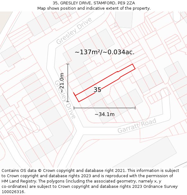 35, GRESLEY DRIVE, STAMFORD, PE9 2ZA: Plot and title map
