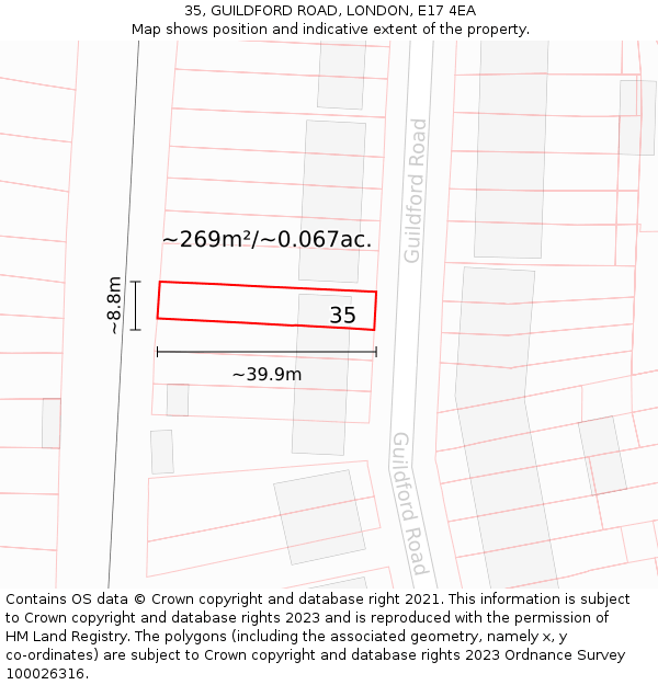 35, GUILDFORD ROAD, LONDON, E17 4EA: Plot and title map