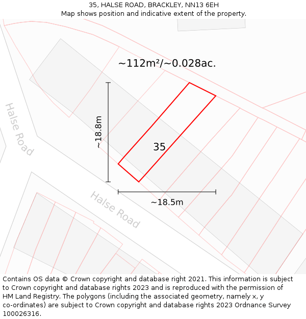35, HALSE ROAD, BRACKLEY, NN13 6EH: Plot and title map