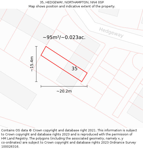 35, HEDGEWAY, NORTHAMPTON, NN4 0SP: Plot and title map