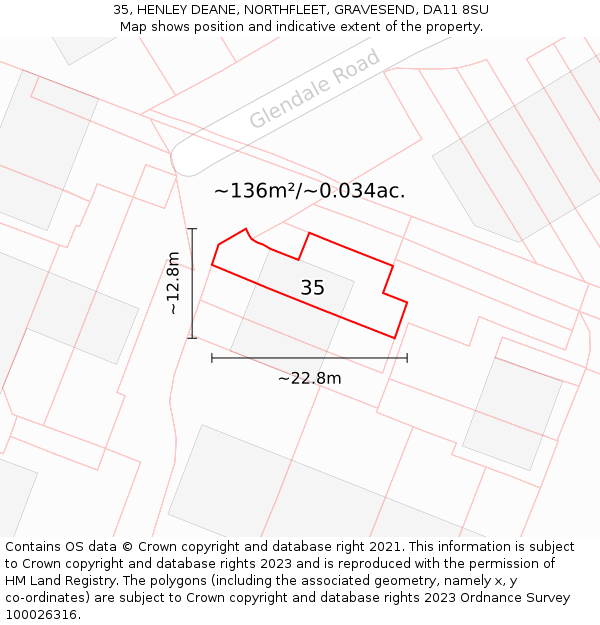 35, HENLEY DEANE, NORTHFLEET, GRAVESEND, DA11 8SU: Plot and title map