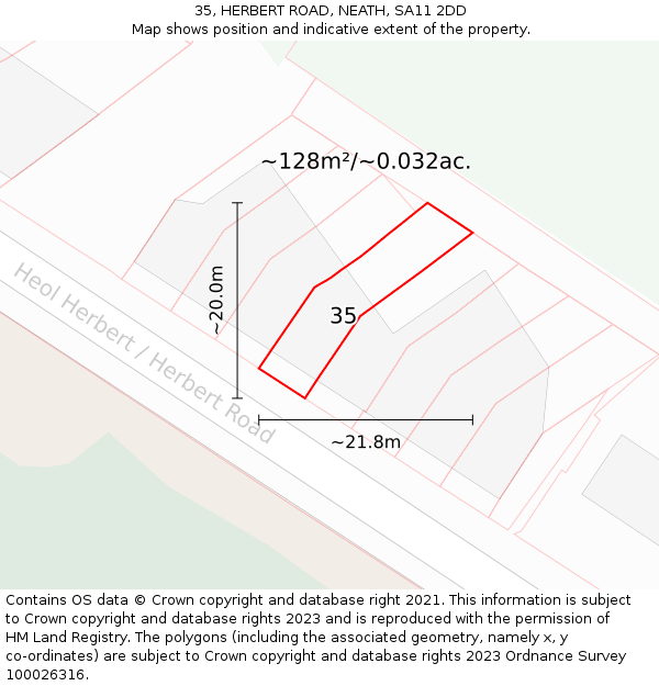 35, HERBERT ROAD, NEATH, SA11 2DD: Plot and title map