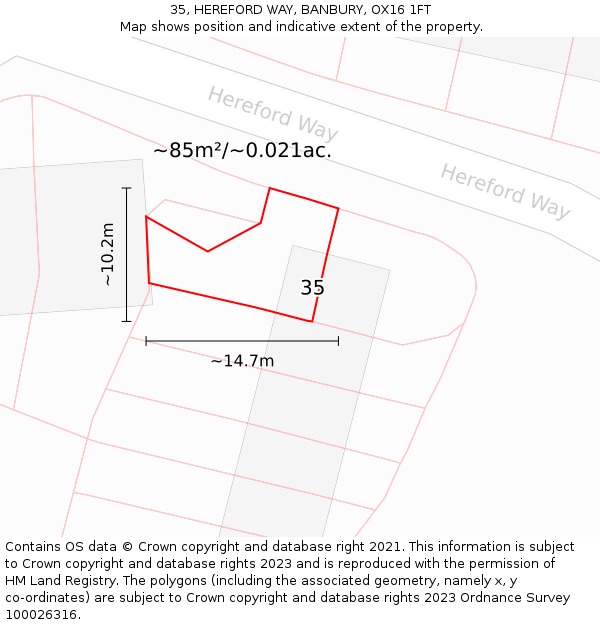 35, HEREFORD WAY, BANBURY, OX16 1FT: Plot and title map