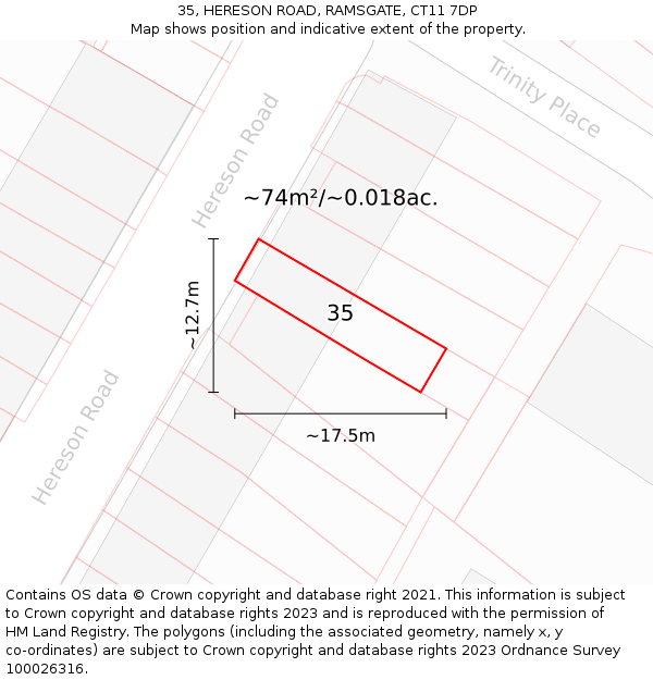 35, HERESON ROAD, RAMSGATE, CT11 7DP: Plot and title map