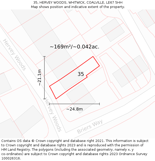 35, HERVEY WOODS, WHITWICK, COALVILLE, LE67 5HH: Plot and title map