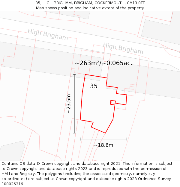 35, HIGH BRIGHAM, BRIGHAM, COCKERMOUTH, CA13 0TE: Plot and title map