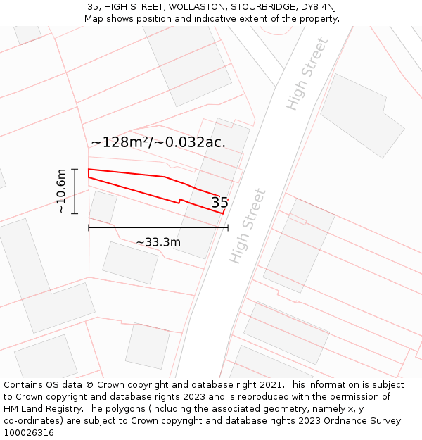 35, HIGH STREET, WOLLASTON, STOURBRIDGE, DY8 4NJ: Plot and title map
