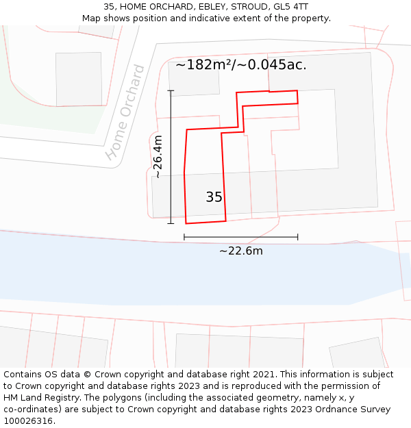 35, HOME ORCHARD, EBLEY, STROUD, GL5 4TT: Plot and title map