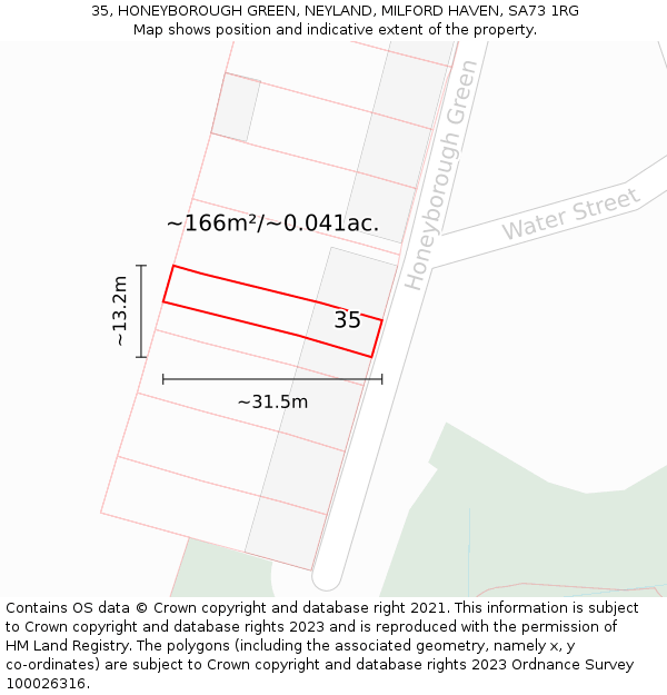 35, HONEYBOROUGH GREEN, NEYLAND, MILFORD HAVEN, SA73 1RG: Plot and title map