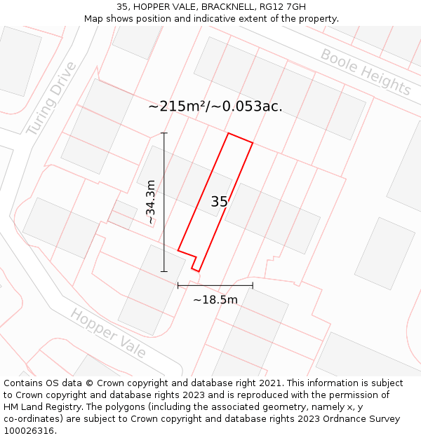 35, HOPPER VALE, BRACKNELL, RG12 7GH: Plot and title map