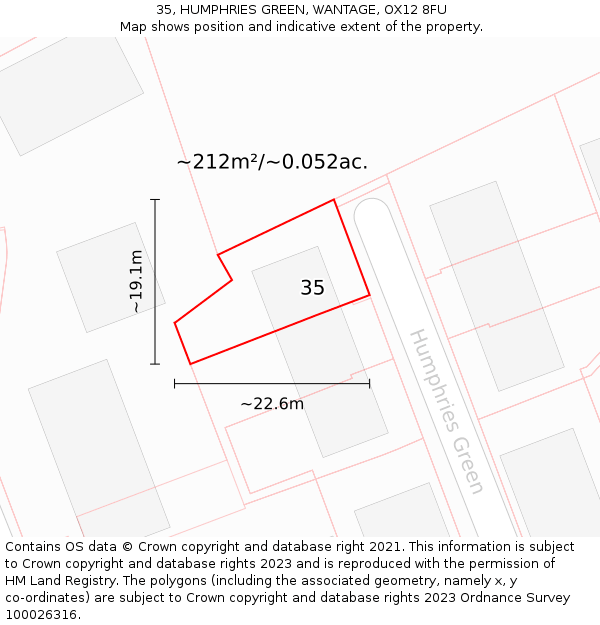 35, HUMPHRIES GREEN, WANTAGE, OX12 8FU: Plot and title map
