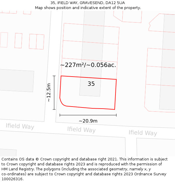 35, IFIELD WAY, GRAVESEND, DA12 5UA: Plot and title map