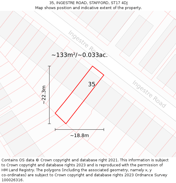 35, INGESTRE ROAD, STAFFORD, ST17 4DJ: Plot and title map
