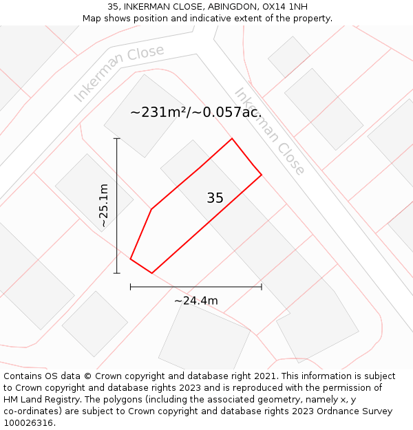 35, INKERMAN CLOSE, ABINGDON, OX14 1NH: Plot and title map
