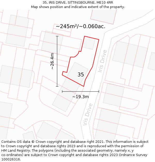 35, IRIS DRIVE, SITTINGBOURNE, ME10 4RR: Plot and title map
