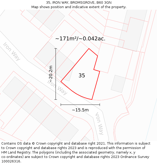 35, IRON WAY, BROMSGROVE, B60 3GN: Plot and title map