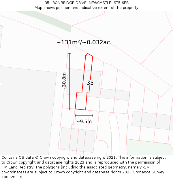 35, IRONBRIDGE DRIVE, NEWCASTLE, ST5 6ER: Plot and title map