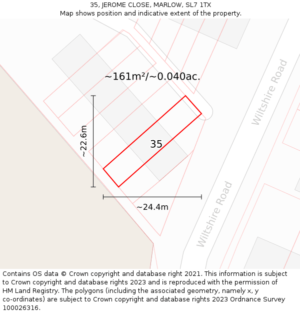 35, JEROME CLOSE, MARLOW, SL7 1TX: Plot and title map