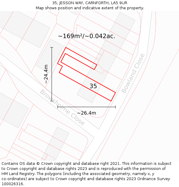 35, JESSON WAY, CARNFORTH, LA5 9UR: Plot and title map