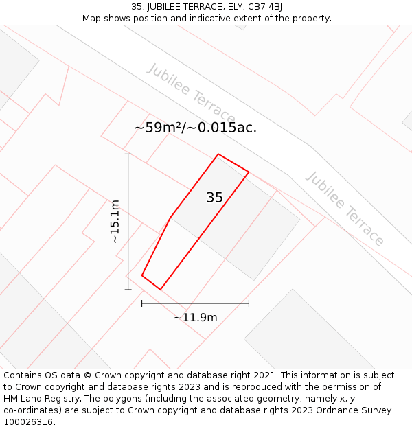 35, JUBILEE TERRACE, ELY, CB7 4BJ: Plot and title map