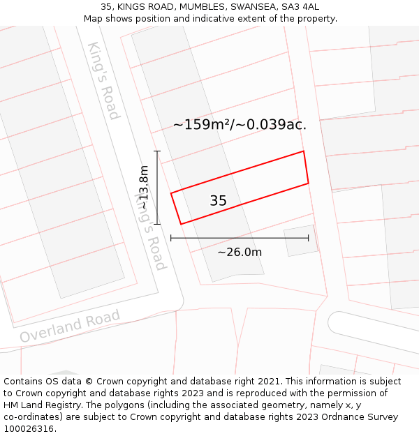 35, KINGS ROAD, MUMBLES, SWANSEA, SA3 4AL: Plot and title map