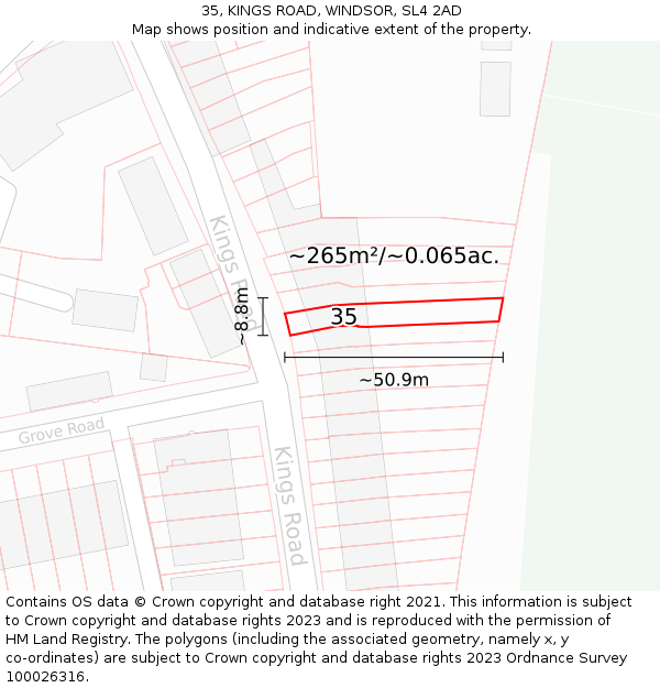 35, KINGS ROAD, WINDSOR, SL4 2AD: Plot and title map