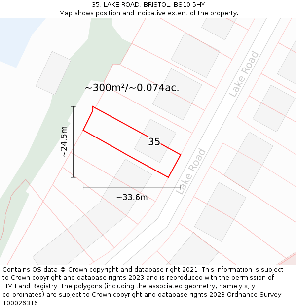 35, LAKE ROAD, BRISTOL, BS10 5HY: Plot and title map