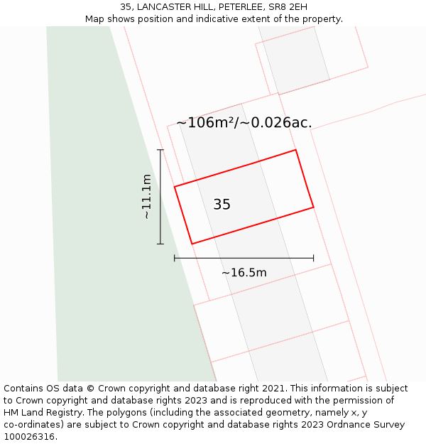 35, LANCASTER HILL, PETERLEE, SR8 2EH: Plot and title map