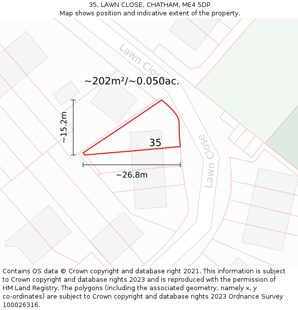 35, LAWN CLOSE, CHATHAM, ME4 5DP: Plot and title map