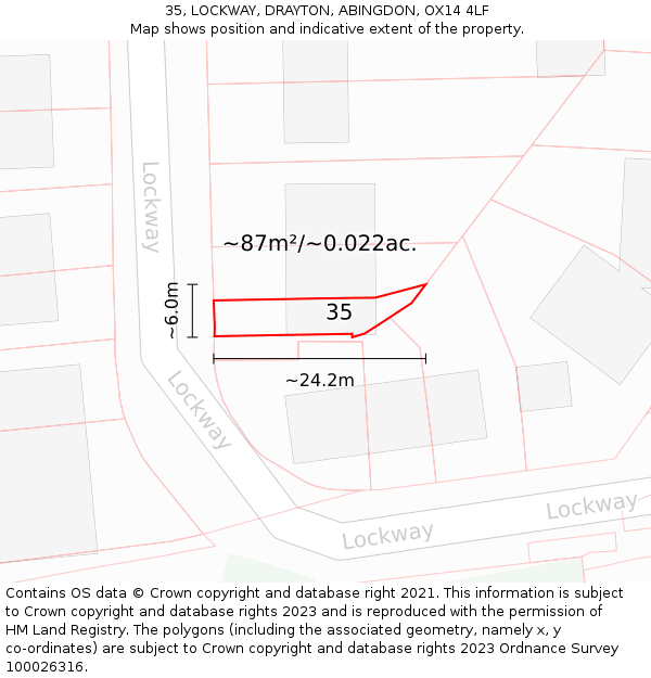 35, LOCKWAY, DRAYTON, ABINGDON, OX14 4LF: Plot and title map