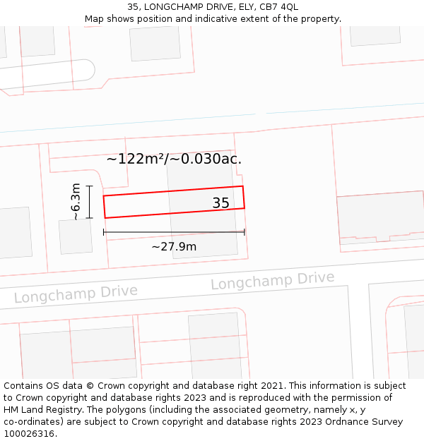 35, LONGCHAMP DRIVE, ELY, CB7 4QL: Plot and title map
