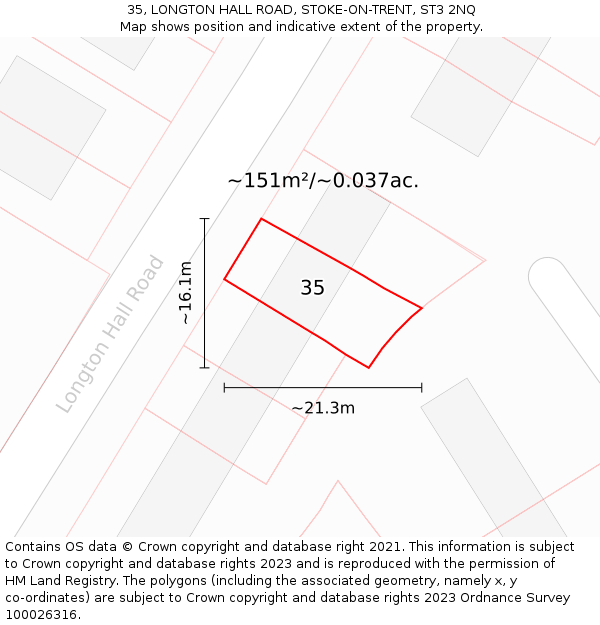 35, LONGTON HALL ROAD, STOKE-ON-TRENT, ST3 2NQ: Plot and title map