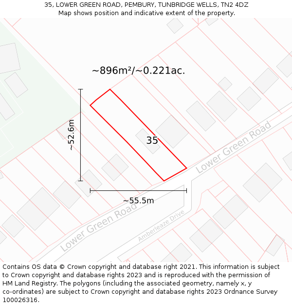 35, LOWER GREEN ROAD, PEMBURY, TUNBRIDGE WELLS, TN2 4DZ: Plot and title map