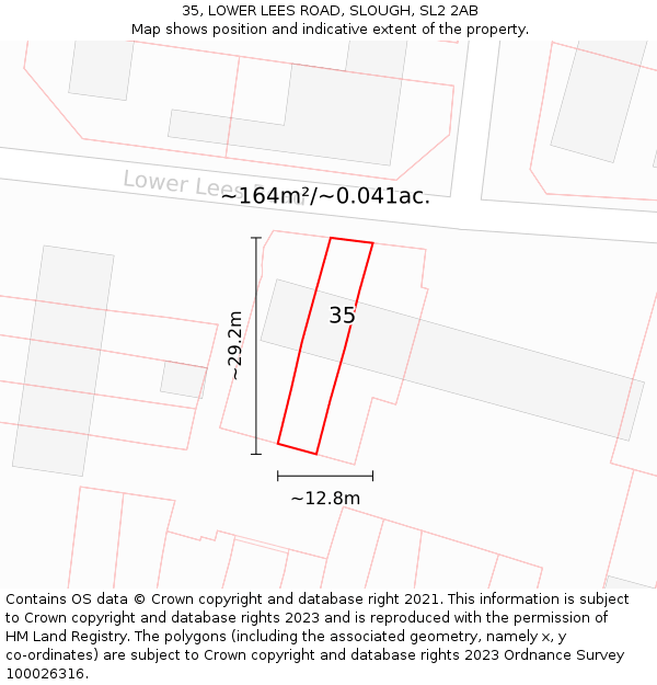 35, LOWER LEES ROAD, SLOUGH, SL2 2AB: Plot and title map