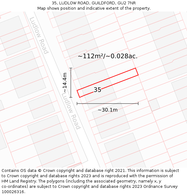 35, LUDLOW ROAD, GUILDFORD, GU2 7NR: Plot and title map