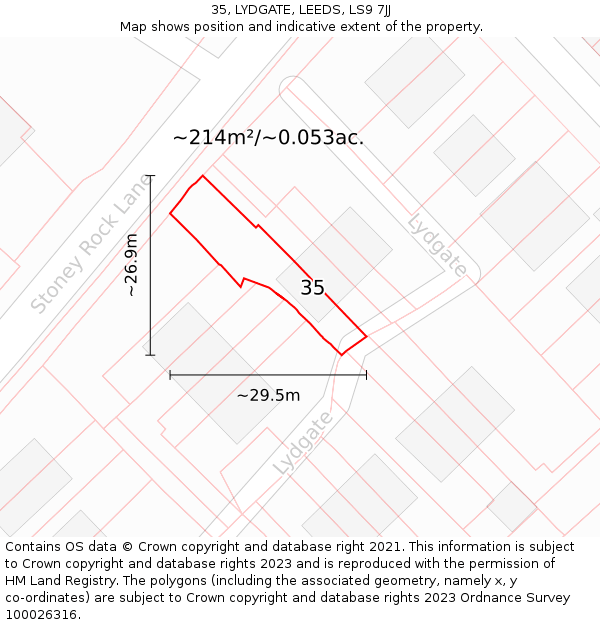 35, LYDGATE, LEEDS, LS9 7JJ: Plot and title map