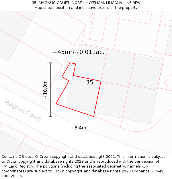 35, MAGNUS COURT, NORTH HYKEHAM, LINCOLN, LN6 9FW: Plot and title map
