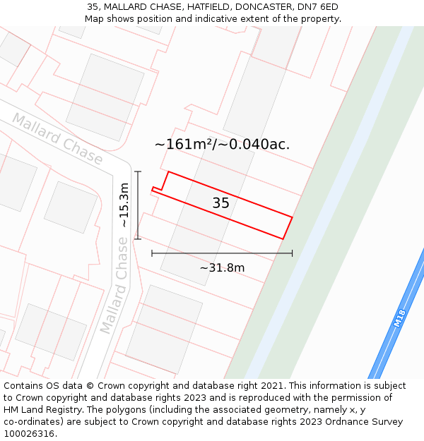 35, MALLARD CHASE, HATFIELD, DONCASTER, DN7 6ED: Plot and title map